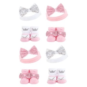 Hudson Baby Infant Girl 8Pc Headband and Socks Set, Princess, 0-9 Months - 1 of 2