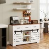 ORRD 53" Farmhouse Sideboard Buffet Cabinet, 3 Drawers, Sliding Barn Doors, Adjustable Shelves, Coffee Bar for Kitchen, Living Room, White - 2 of 4