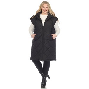 Plus Size Diamond Quilted Hooded Puffer Vest-White Mark - 1 of 4