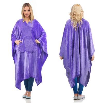 Women Cozy Wearable Fleece Blanket Wrap Shawl Cape With Large Front Pockets, Warm Soft Fuzzy Snuggly Blanket Gift for Woman Wife - Catalonia
