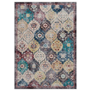 Fulvari Washable Area Rug Vintage Trellis Accent Rug with Non-Slip Backing, Farmhouse Floral Print Indoor Carpet,Bedroom, Kitchen - 1 of 4