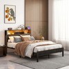 Full Size Metal Bed Frame with Storage Headboard, Charging Station, Bookcase, No Box Spring, Black, Easy Assembly - 2 of 4