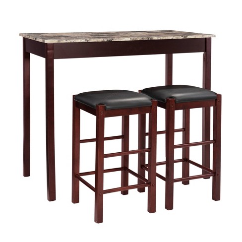 3pc Lancer Tavern Backless Faux Leather Stools Counter Height