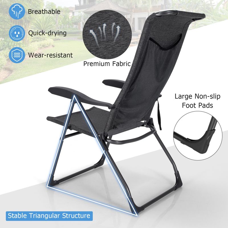 Tangkula 4 PCS Outdoor Wicker Chaise Lounge Patio Lounge Chair Ottoman Set Camp Chairs w/7-Gear Adjustable Backrest, 4 of 8