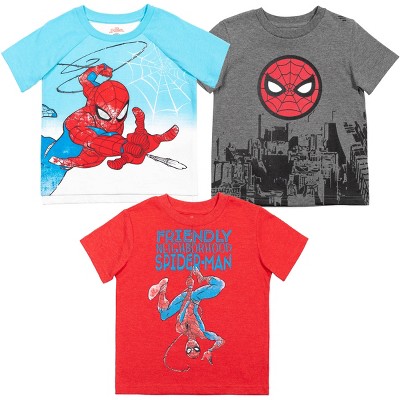 Marvel Spiderman Boys Long Sleeve Graphic T-Shirt Gray/Blue/Red/Green 