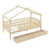 Racxily Twin Wooden House Bed, Classic Design with 2 Drawers & Roof - 4 of 4