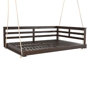 Gulches Patio Swings: Twin Size Country Daybed with 96-Inch Ropes, Brown/Black/White Finish - 1 of 4