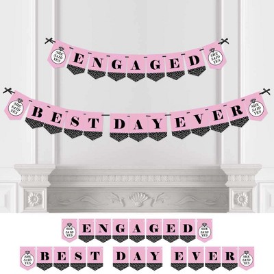 Big Dot of Happiness Omg, You're Getting Married - Engagement Party Bunting Banner - Pink Party Decorations - Engaged Best Day Ever