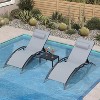 PURPLE LEAF Patio Chaise Lounge Set of 3 Outdoor Lounge Chair Beach Pool Sunbathing Lawn Lounger Recliner Chiar, Side Table Included - 3 of 4