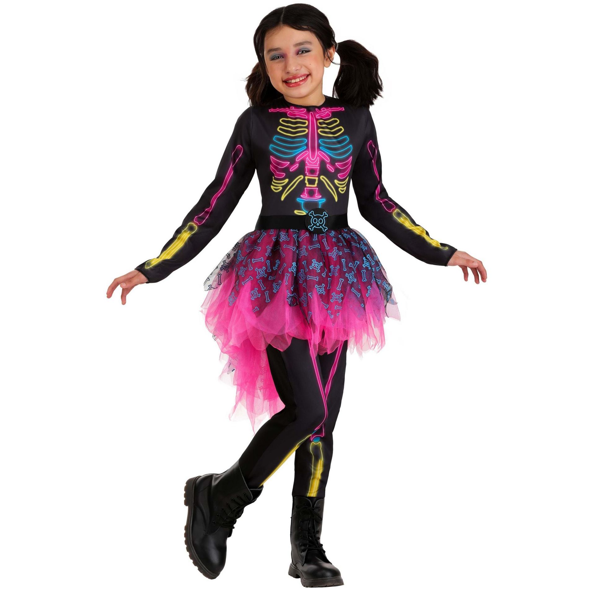 HalloweenCostumes.com Kid's Neon Skeleton Costume Dress | Skeleton Costumes