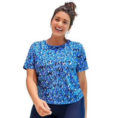 Swimsuits for All Women's Plus Size Chlorine Resistant Twist Back Swim Tee