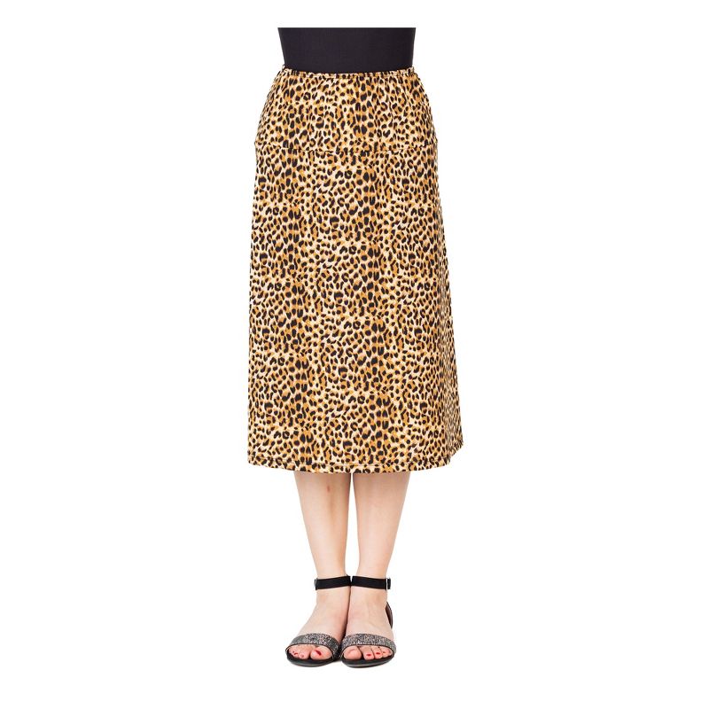Girls Comfortable Elastic Waistline Knee Length Skirt, 1 of 5