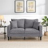 Lyngins Wooden Frame 2-Seater Loveseat Sofa with 2 Pillows, Upholstered High-Density Sponge, Compact Couch for Living Room, Bedroom, Apartment - 3 of 4