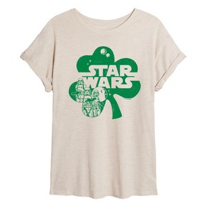 Women's - Star Wars - St. Patricks Day Clover Oversized Graphic T-Shirt - 1 of 4