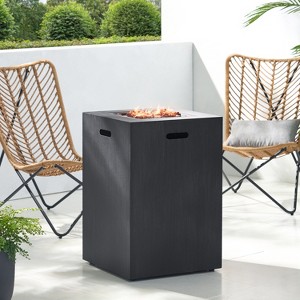 Christopher Knight Home Jasmine Outdoor 30,000 BTU Square Fire Column, Brushed Black - 1 of 4