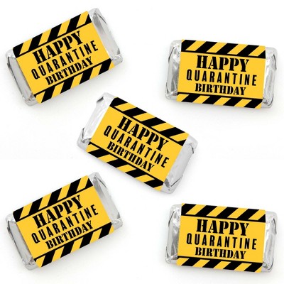 Big Dot of Happiness Happy Quarantine Birthday - Mini Candy Bar Wrapper Stickers - Social Distancing Party Small Favors - 40 Count