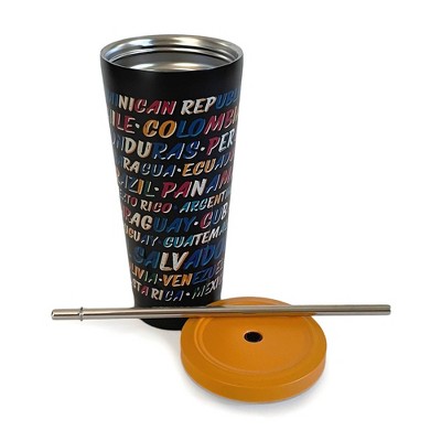 25oz Stainless Steel Tumbler Metal Straw Latin Heritage - Garven Greetings