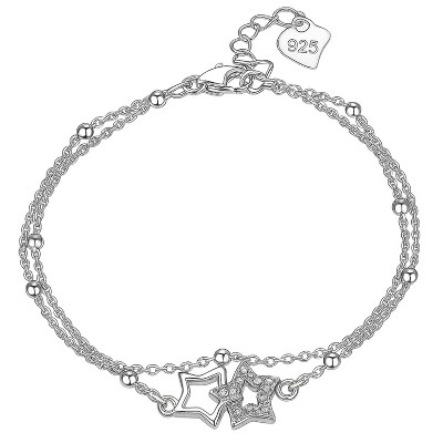 925 Silver Bracelet for Women - Adjustable Star Bracelet, Fine Jewelry Gift for Mother Bride Wife Birthday Anniversary Valentine's Day