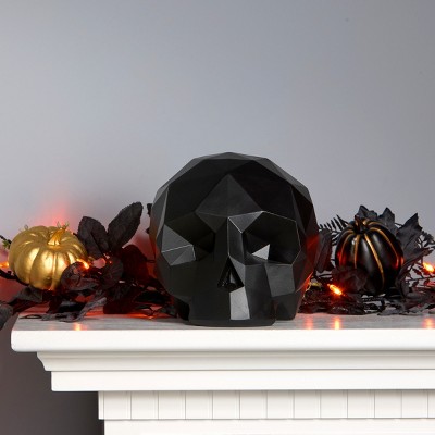 6" Black Origami Style Resin Skull Figurine
