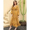 Women's Bohemian Floral Print Maxi Dress - V-Neck Long Sleeve Wedding Guest Gown, Flowy Beach Dress - 4 of 4
