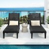 ModernLuxe 2-Piece Outdoor Chaise Lounges Set Resin Pool Lounge Chairs with Adjustable Backrest for Patio Poolside Beach, Black/Brown - 2 of 4