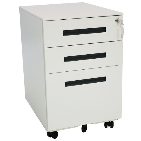 Wheeled Rolling File Cabinet With Handles White Gray Casl