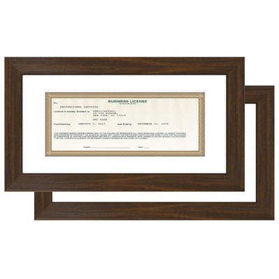 Americanflat 5x10 Business License Frame - Use as 3.5x8 Frame with Mat (2 Pack)