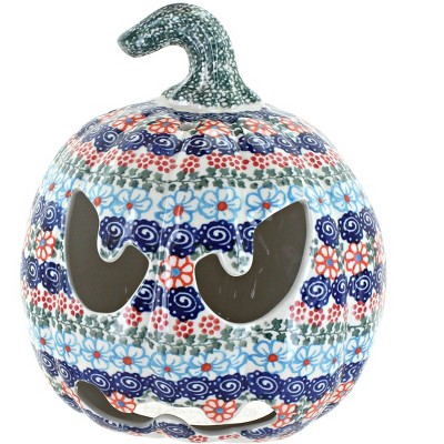 Blue Rose Polish Pottery Burnt Orange Fiery Pumpkin Luminary