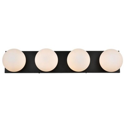 Elegant Lighting Jaylin 4 light Black and frosted white Bath Sconce