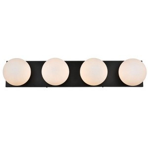 Elegant Lighting Jaylin 4 light Black and frosted white Bath Sconce - 1 of 4