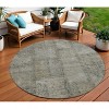Taupe Brown And Beige Patchwork Washable Indoor Outdoor Area Rug - 2 of 4