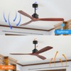 60 inch Solid Wood Ceiling Fan No Lights with Remote, Low Profile 3 Blade Ceiling Fan with 3 Downrod for Outdoor Indoor Living Room Farmhouse Patio - 2 of 4