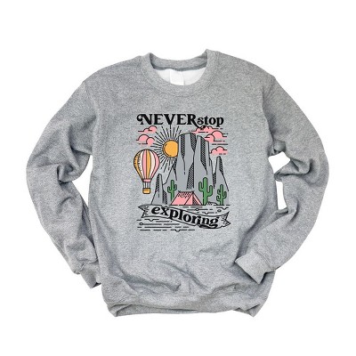 Simply Sage Market Women's Graphic Sweatshirt Never Stop Exploring - M - Graphite