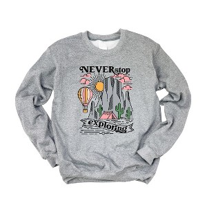 Simply Sage Market Women's Graphic Sweatshirt Never Stop Exploring - M - Graphite - 1 of 3