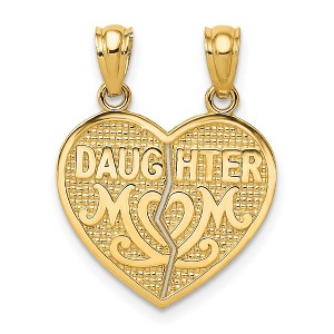 Black Bow Jewelry 14k Yellow Gold Daughter, Mom Set of 2 Heart Pendant, 17mm - 1 of 4