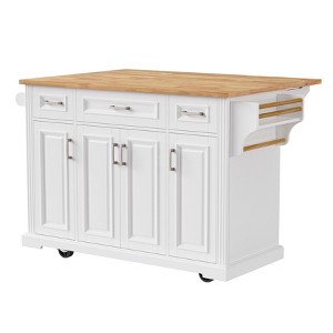 Dexmalle 54inch Large Kitchen Island with Drop Leaf and Muliti Storage - 1 of 4