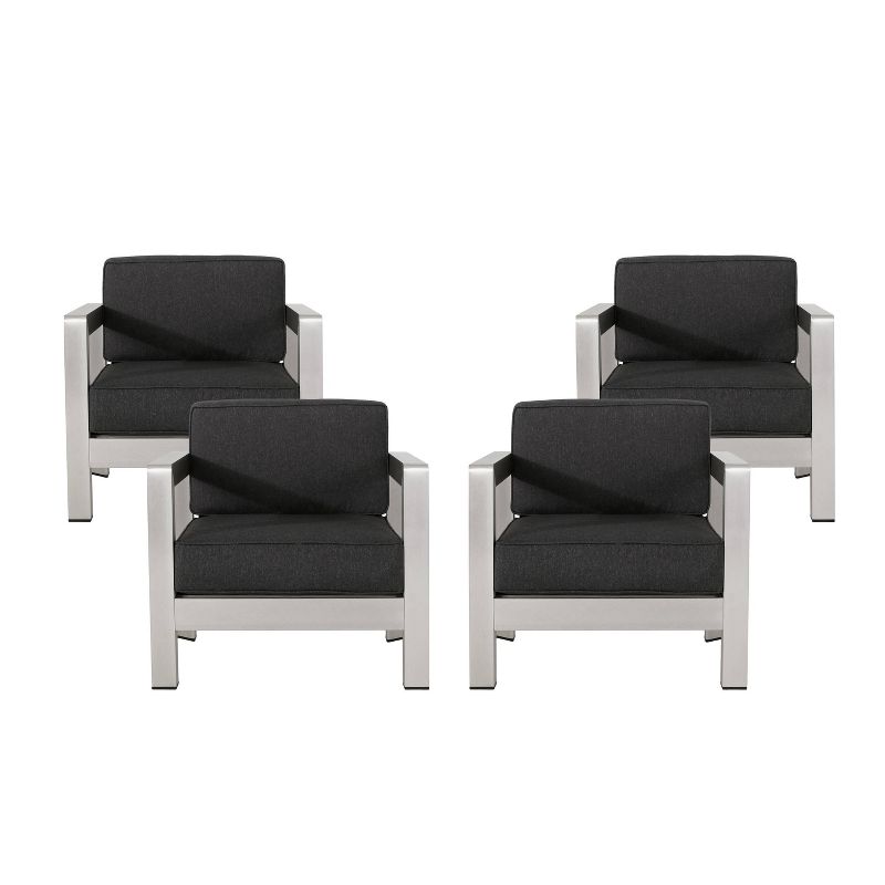 Aviara 4pk Aluminum Club Chairs - Silver/Gray - Christopher Knight Home, 4 of 14