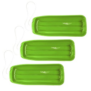 Lucky Bums Snow Kids 48 Inch 2 Person Plastic Toboggan Sled with Built In Handles and Pull Rope for Children Ages 8 and Up, Green (3 Pack) - 1 of 4