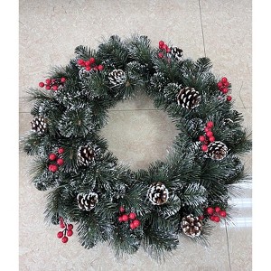 TackView 24Inch Christmas Wreath, Artificial Wreath/Holiday Decorations for Indoor Outdoor Mantel Door - 1 of 1