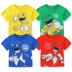 Power Rangers Boys’ Short Sleeve T-Shirt 4 Pack for Little Kids – Red/Yellow/Blue/Green - 1 of 4