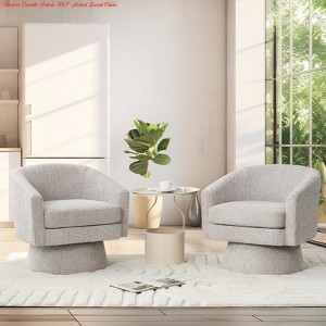 Office Modern Chenille Fabric 360° Swivel Barrel Chair w/ Ergonomic Curved Back & Storage Space, Stylish &Comfortable Lounge Armchair - 1 of 4