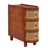 10.62" Narrow Rattan 3-Drawer End Table, Walnut & Oak Slim Nightstand, No Assembly, Sofa Side Table for Bedroom, Living Room - 4 of 4