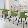 Thick Padded Cushion Wood Legs Modern Bar Stool With 360° Rotation - 3 of 4