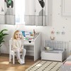 Qaba Kids Desk with Chair Set and Toddler Toy Box Storage Bench for Bedroom and Study Room, Star and Moon Pattern Kids Bedroom Furniture, Gray - 3 of 4