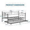 Metal Daybed with Trundle Bed, Twin Size Day Bed with Headboard and Heavy Duty Steel Slats Support, Mattress Foundation Platform Sofa Bed - 3 of 4