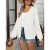 Womens Cardigan Casual Long Sleeve Lightweight Crochet Shrug V Neck Tops Button Down Soft Knit Sweater - 3 of 4