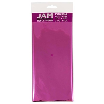 JAM Paper Gift Tissue Paper Fuchsia Hot Pink Mylar 3 Sheets/Pack 1172416