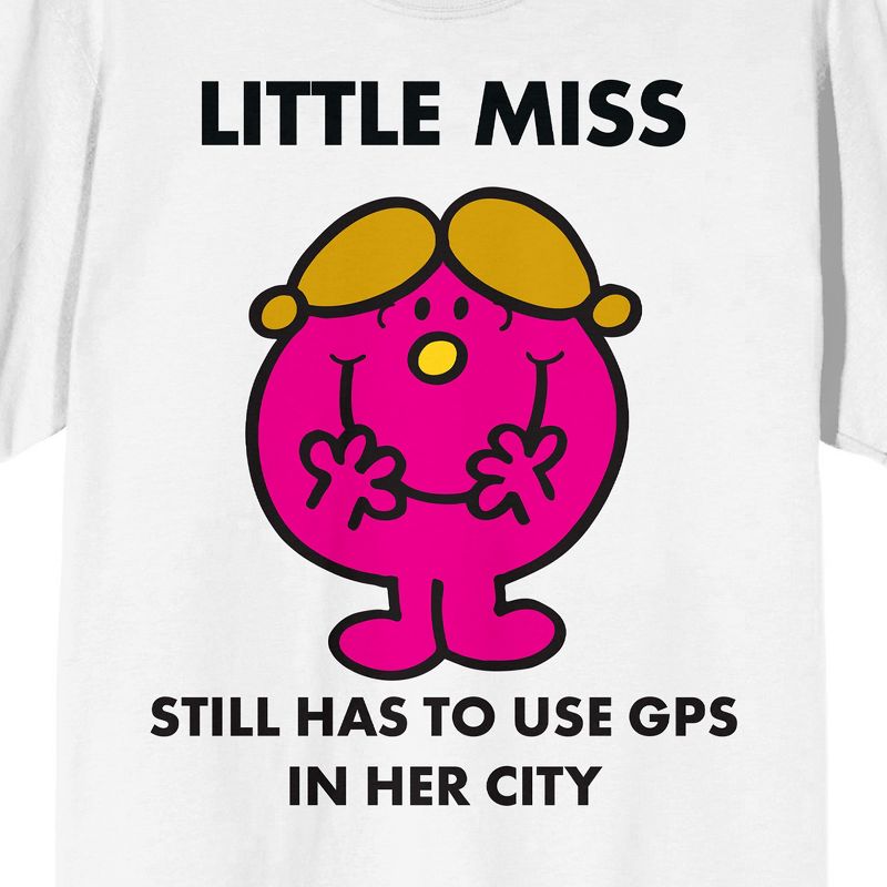 Mr. Man And Little Miss Meme Little Miss Still Has To Use GPS Crew Neck Short Sleeve Women's White T-shirt, 2 of 4
