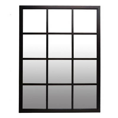 23"x30" Classic Black Windowpane Decorative Wall Mirror Black - Patton Wall Decor