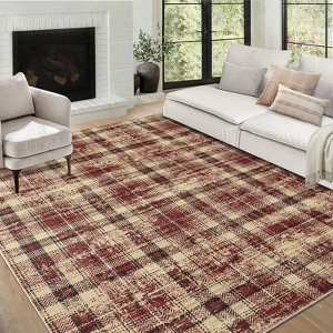 Farmhouse Area Rug, Washable Non-Slip Plaid Rug ¨C Soft Large Living Room Carpet for Bedroom, Office, Nursery - 1 of 4